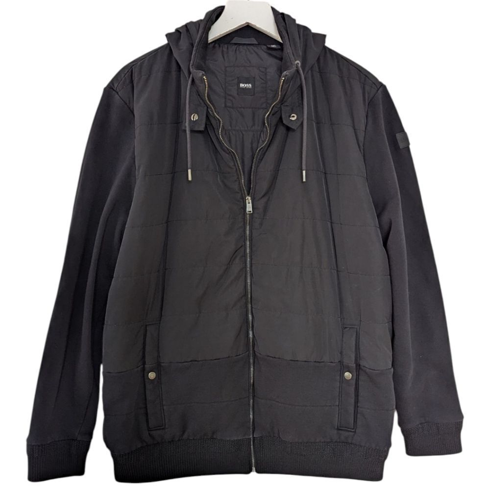 Boss Hugo Boss Men's M Black Mixed Media Hybrid Hooded Jacket